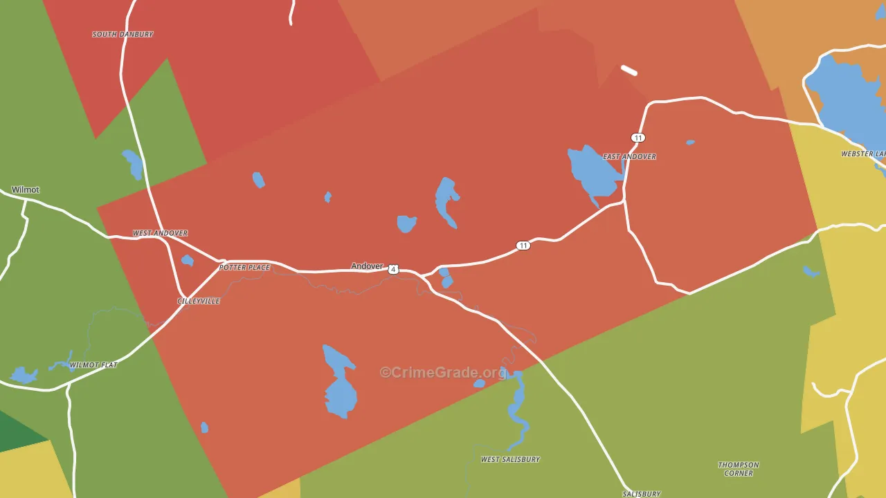 Andover, NH Map of Murder Rates