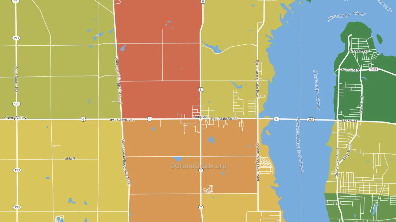 Andover, OH Map of Murder Rates