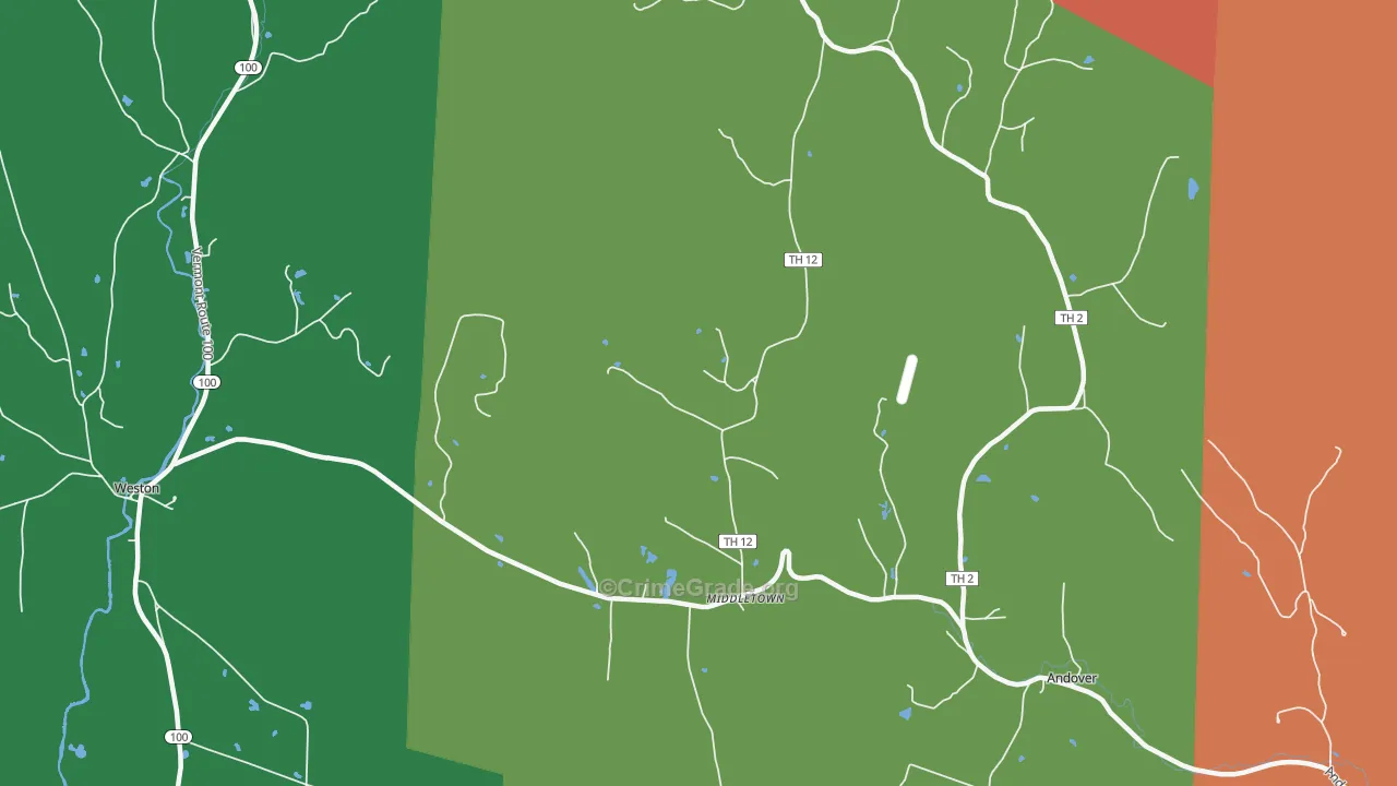 Andover, VT Map of Murder Rates