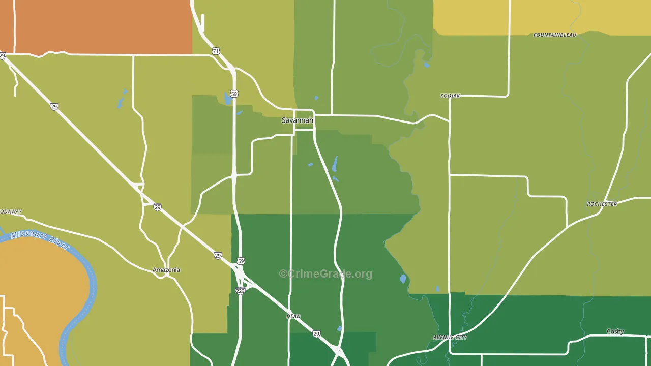 Andrew County, MO Map of Murder Rates