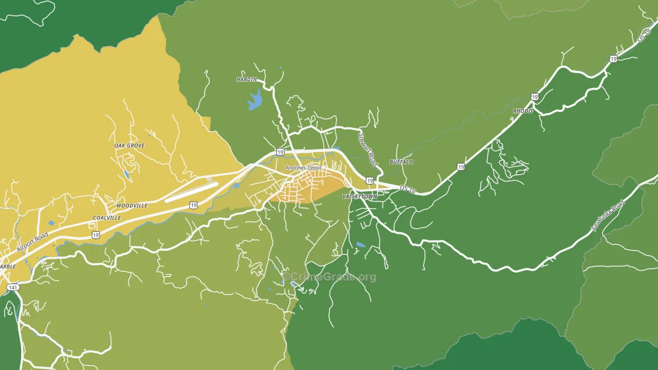 Andrews, NC Map of Murder Rates