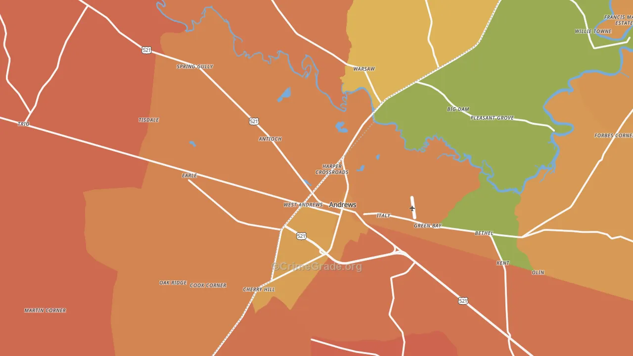 Andrews, SC Map of Murder Rates