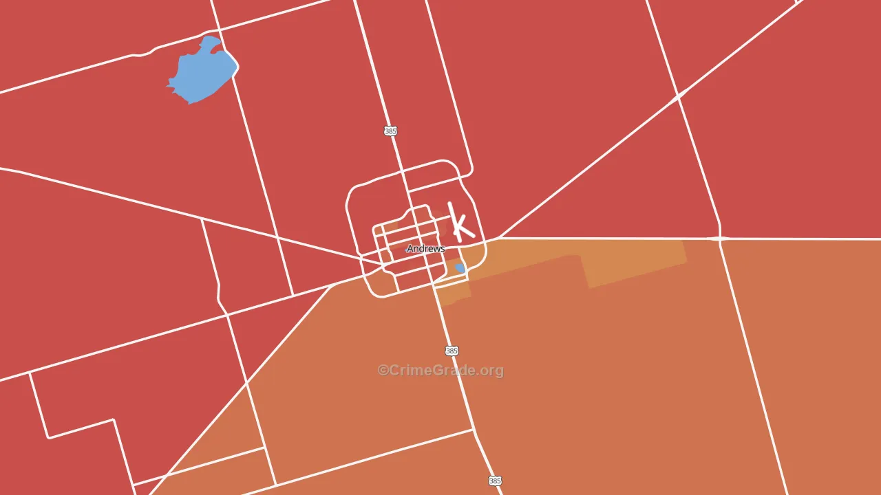 Andrews, TX Map of Murder Rates