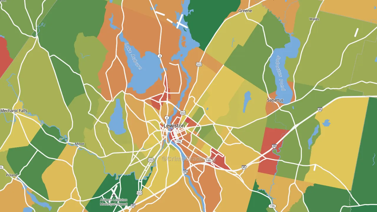 Androscoggin County, ME Map of Murder Rates