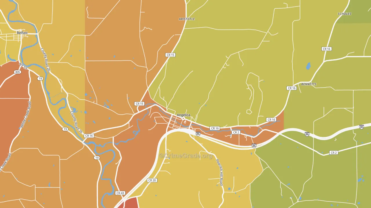 Angelica, NY Map of Murder Rates