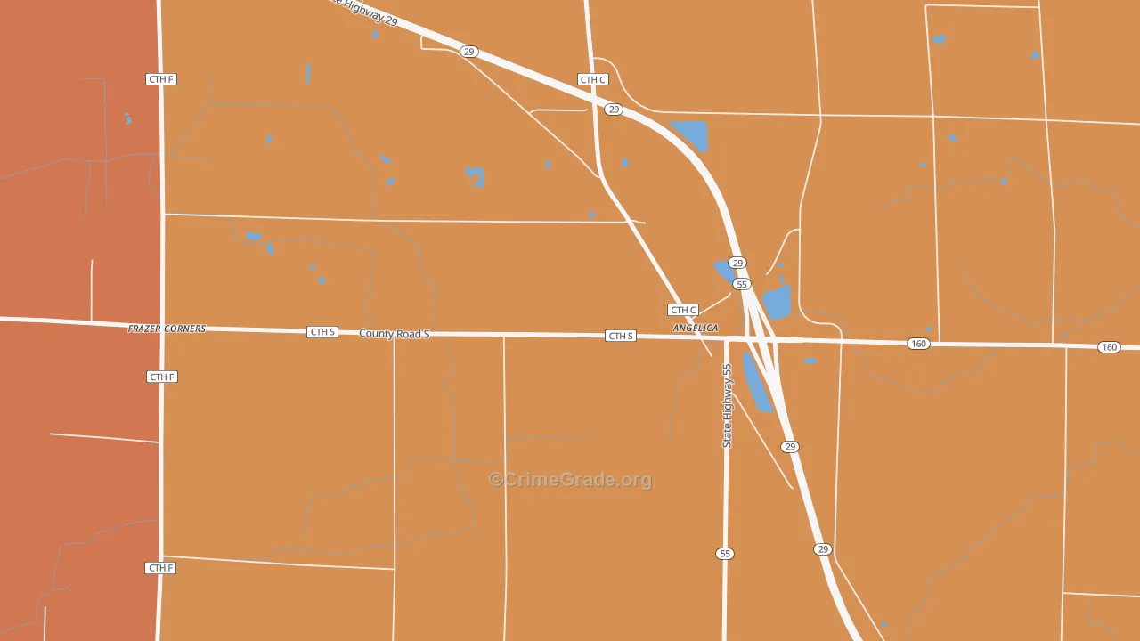 Angelica, WI Map of Murder Rates