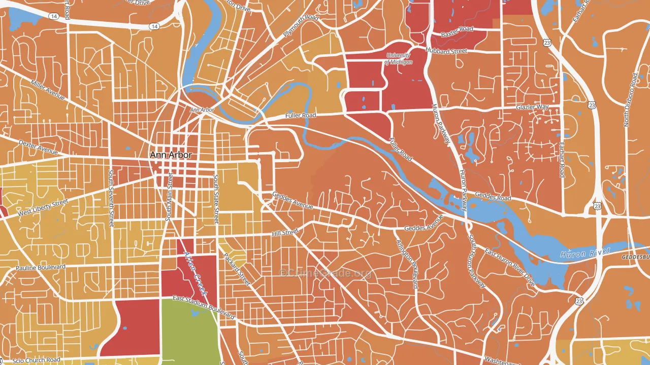 Angells, Ann Arbor, MI Map of Murder Rates
