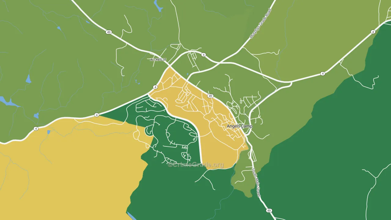 Angels, CA Map of Murder Rates