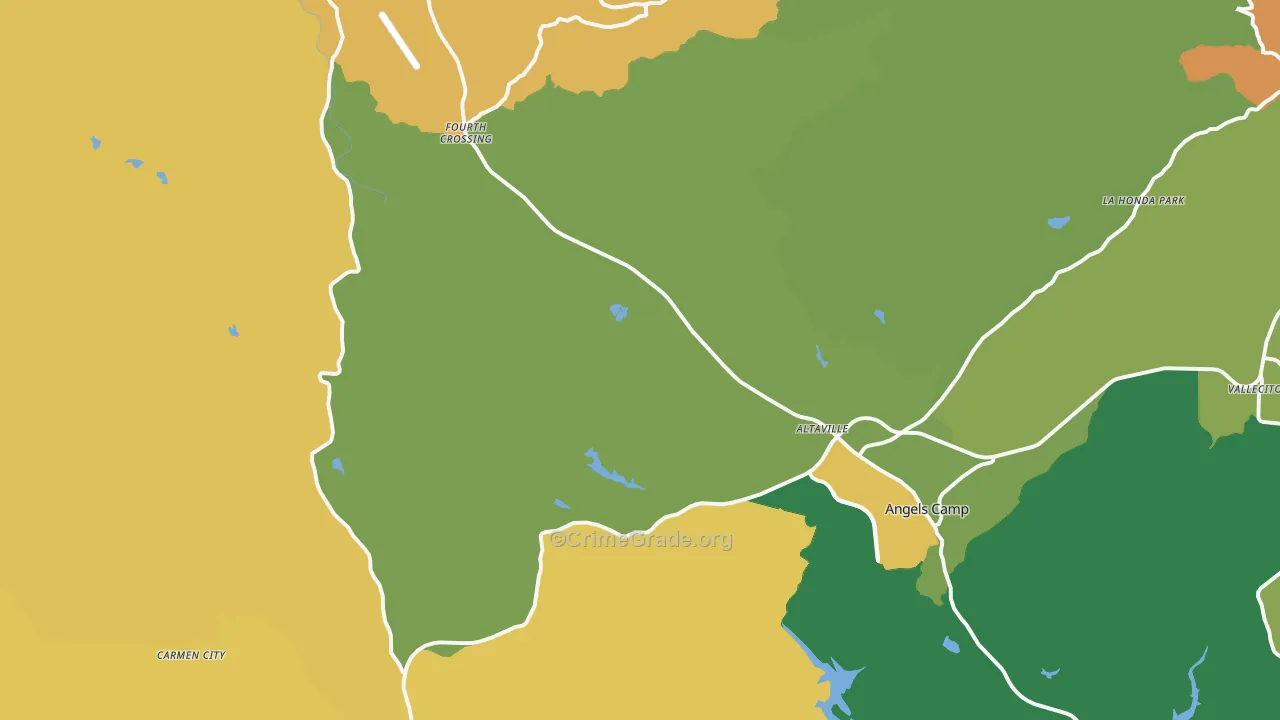 Angels Camp, CA Map of Murder Rates