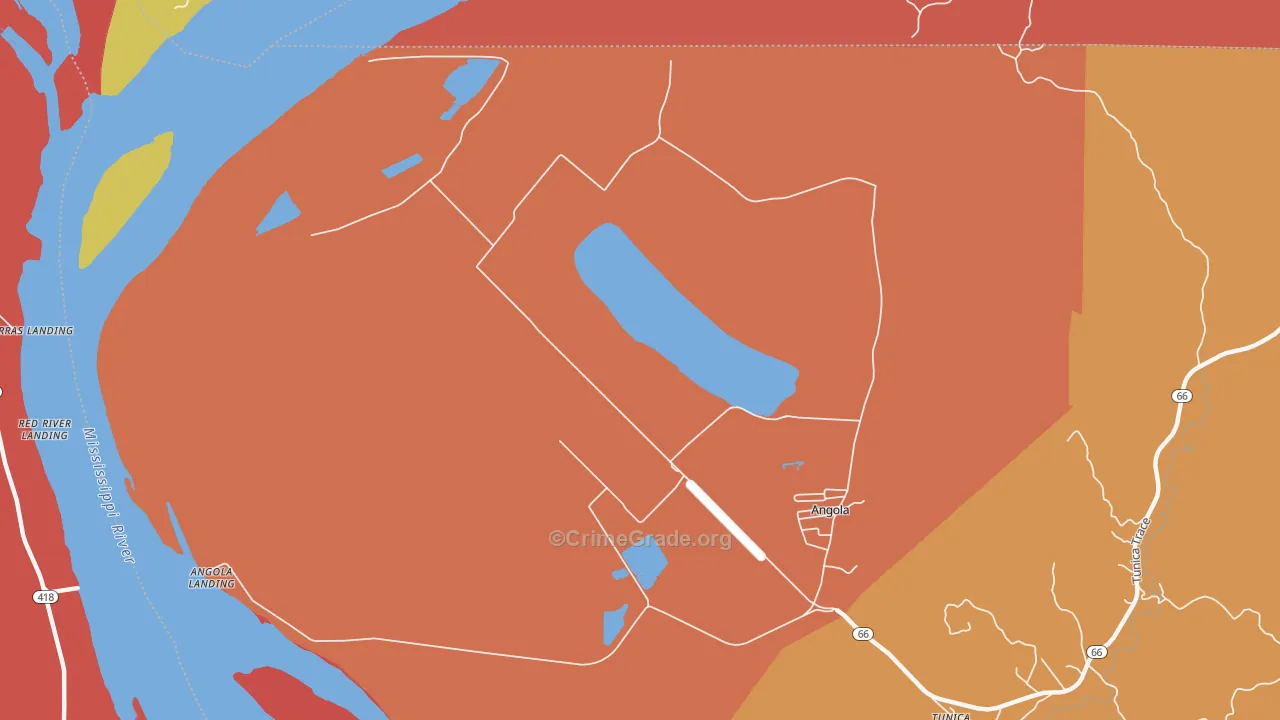 Angola, LA Map of Murder Rates