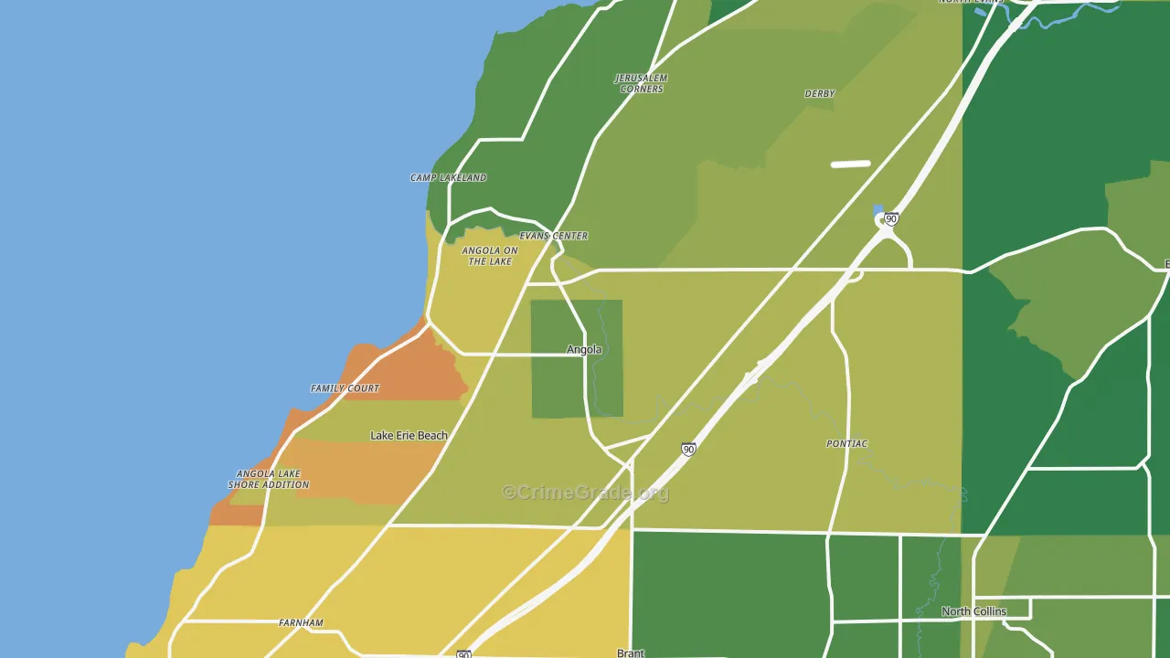 Angola, NY Map of Murder Rates