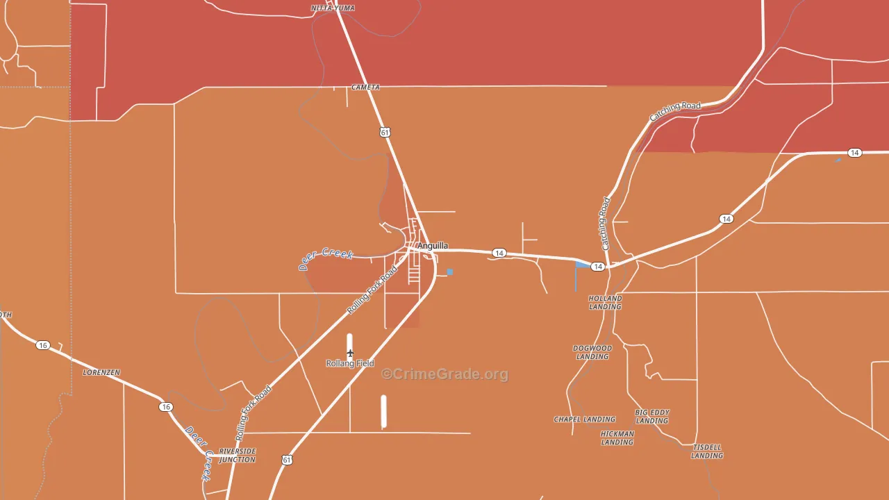 Anguilla, MS Map of Murder Rates