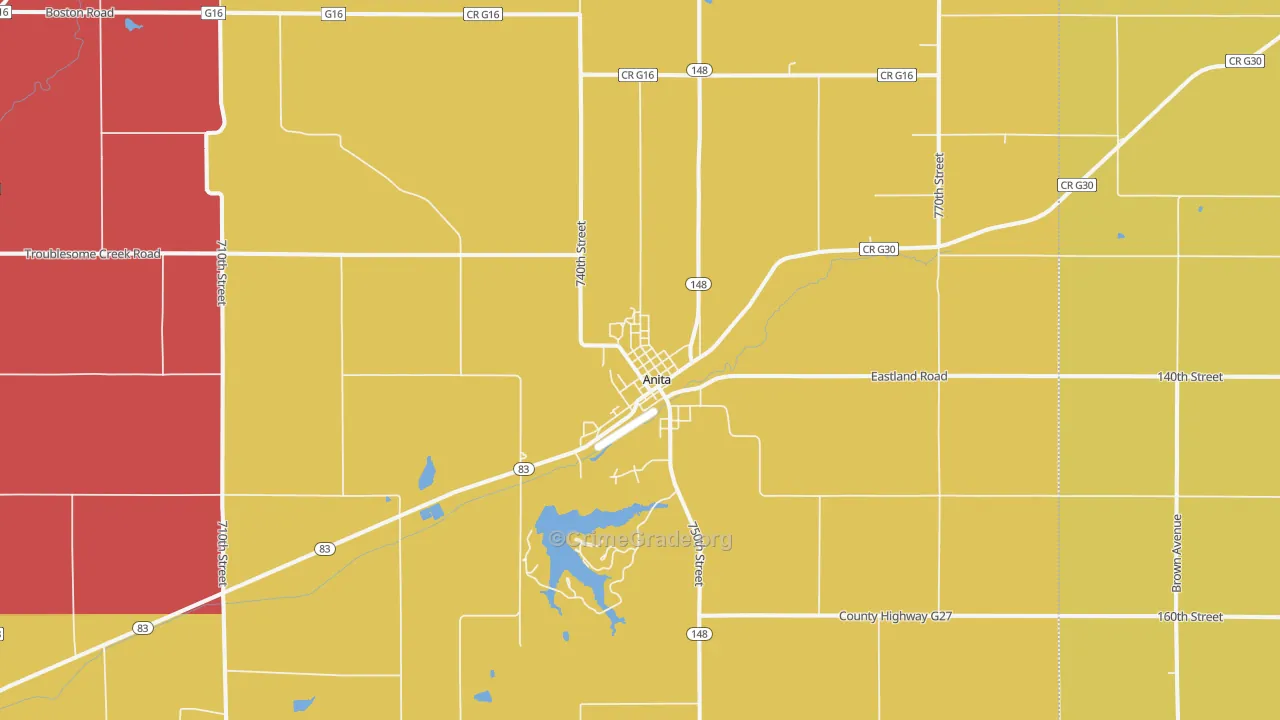 Anita, IA Map of Murder Rates