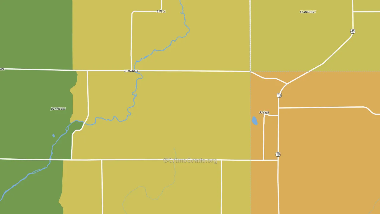 Aniwa, WI Map of Murder Rates