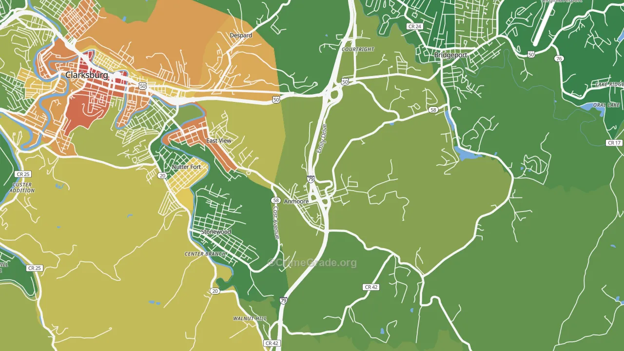 Anmoore, WV Map of Murder Rates