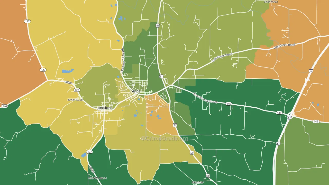 Anna, IL Map of Murder Rates