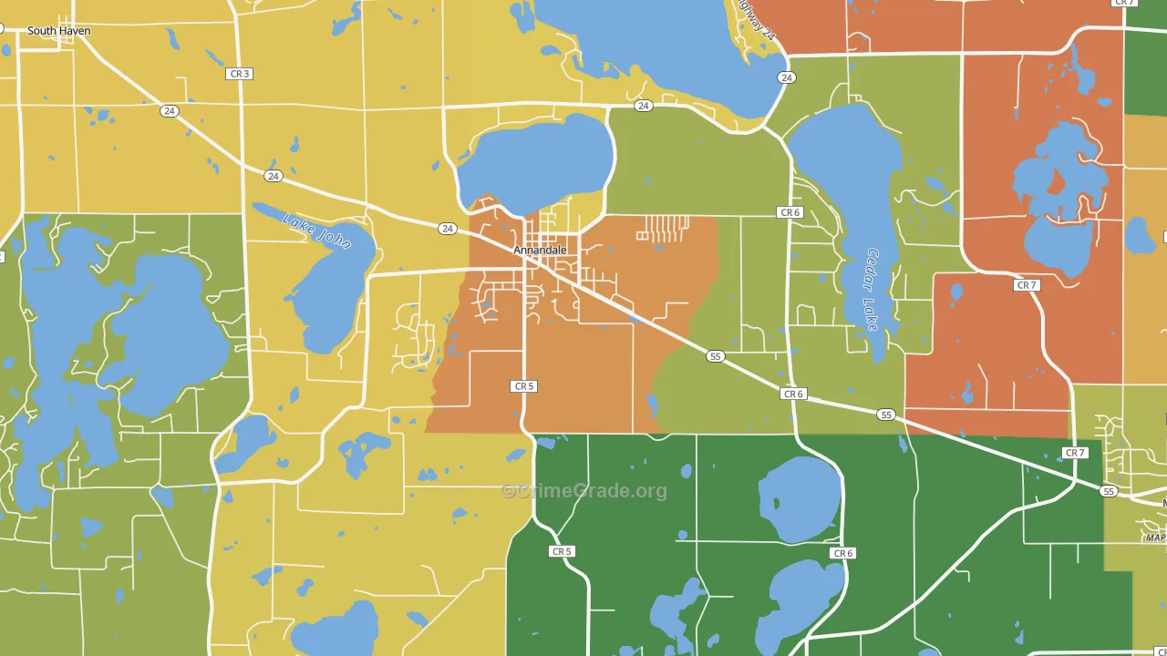 Annandale, MN Map of Murder Rates