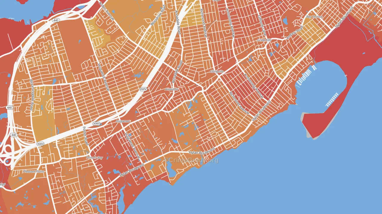 Annandale-on-Hudson, Staten Island, NY Map of Murder Rates
