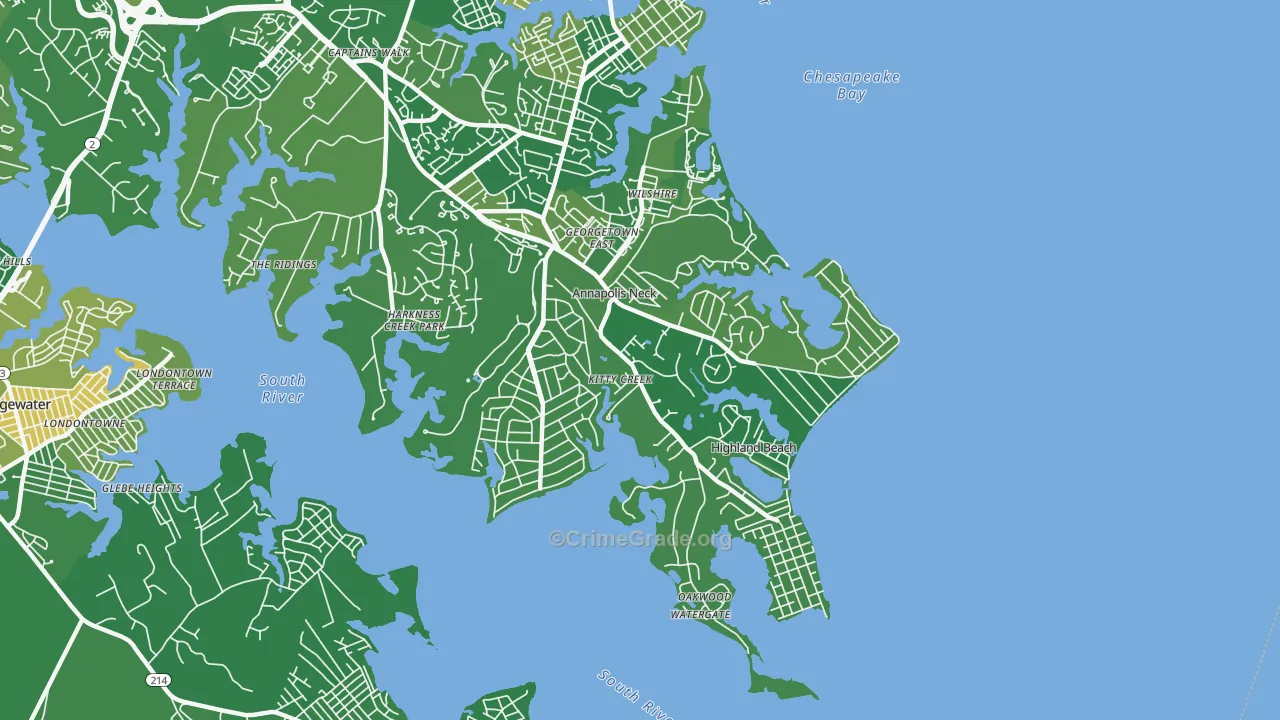 Annapolis Neck, MD Map of Murder Rates