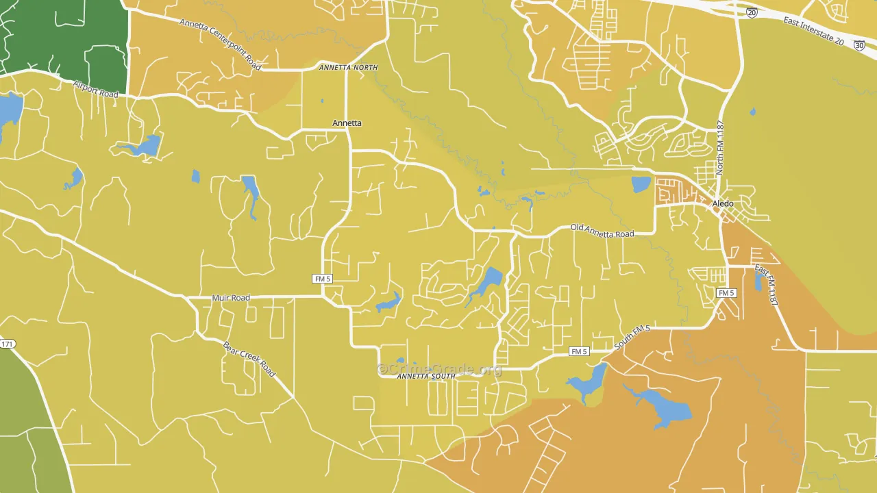 Annetta, TX Map of Murder Rates