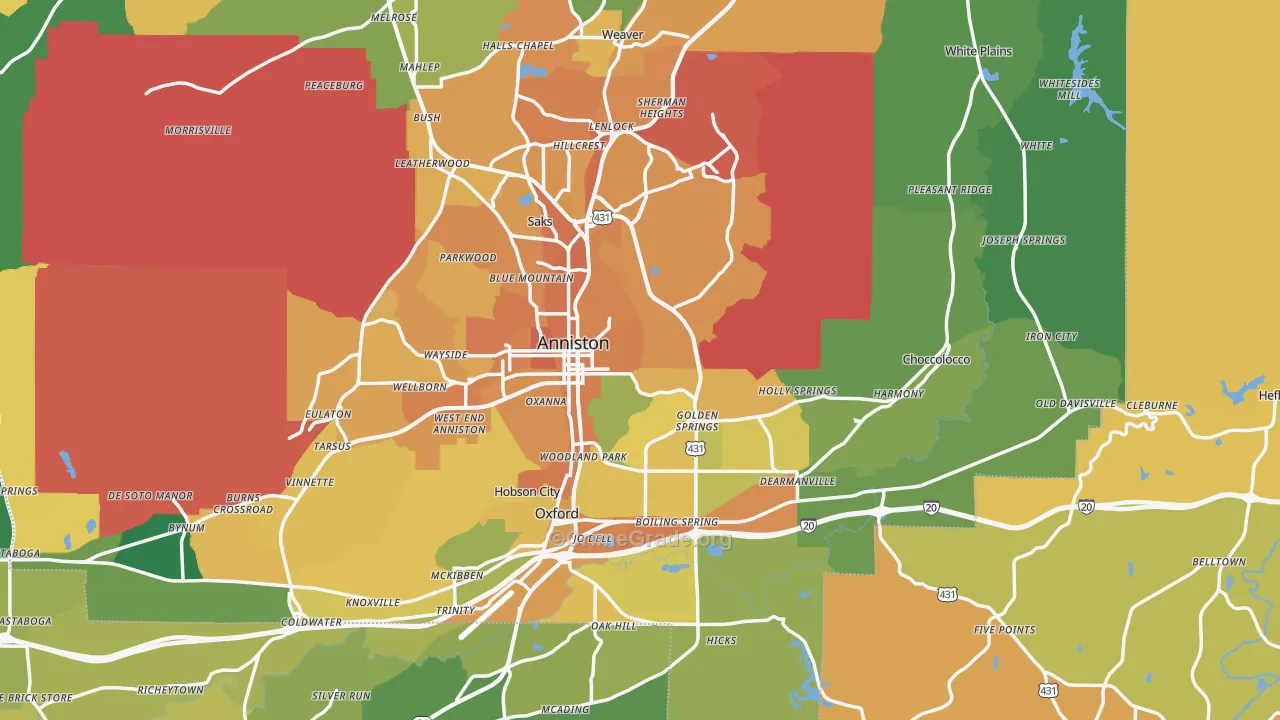 Anniston, AL Map of Murder Rates