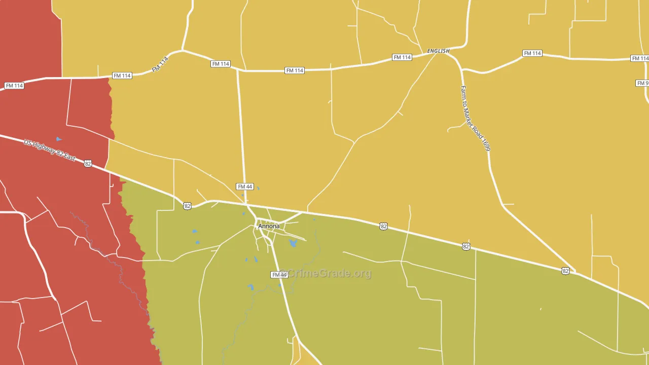 Annona, TX Map of Murder Rates