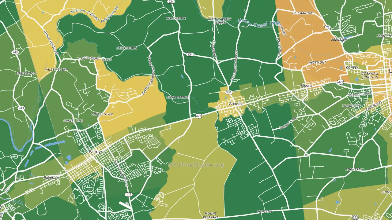 Annville, PA Map of Murder Rates