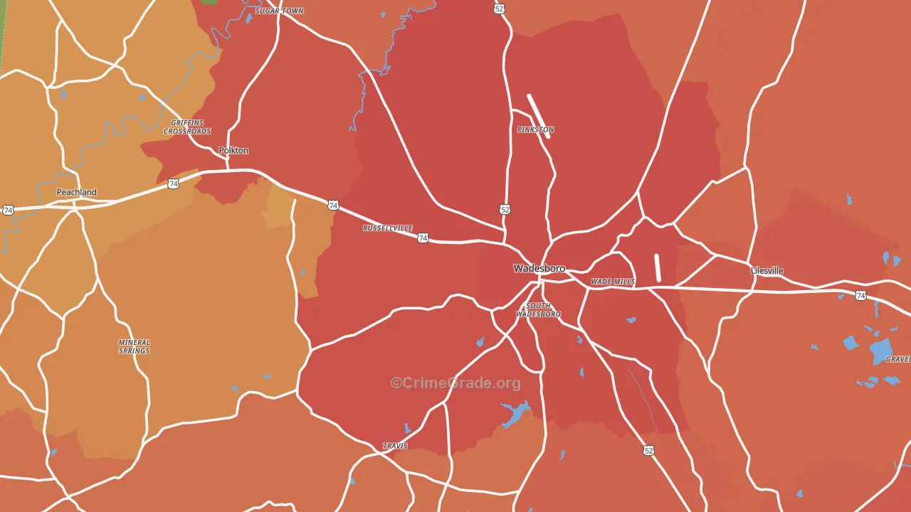 Anson County, NC Map of Murder Rates