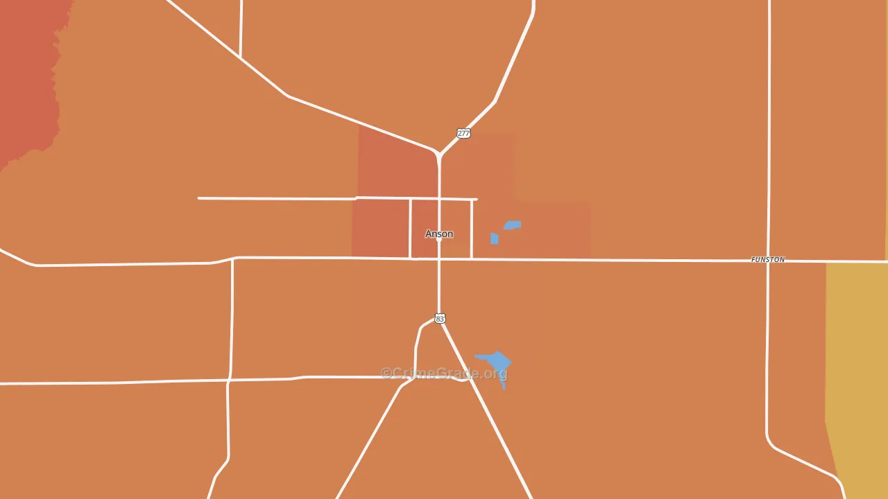 Anson, TX Map of Murder Rates