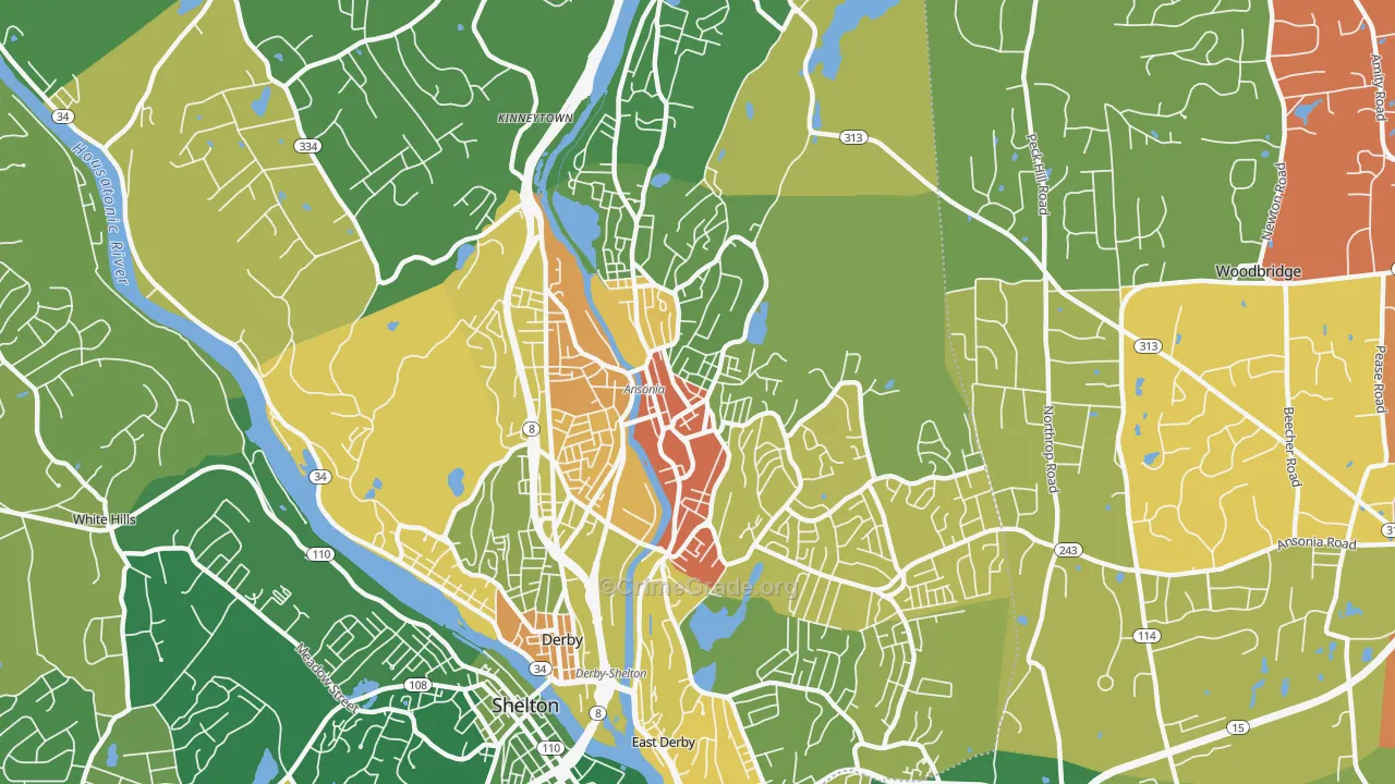 Ansonia, CT Map of Murder Rates