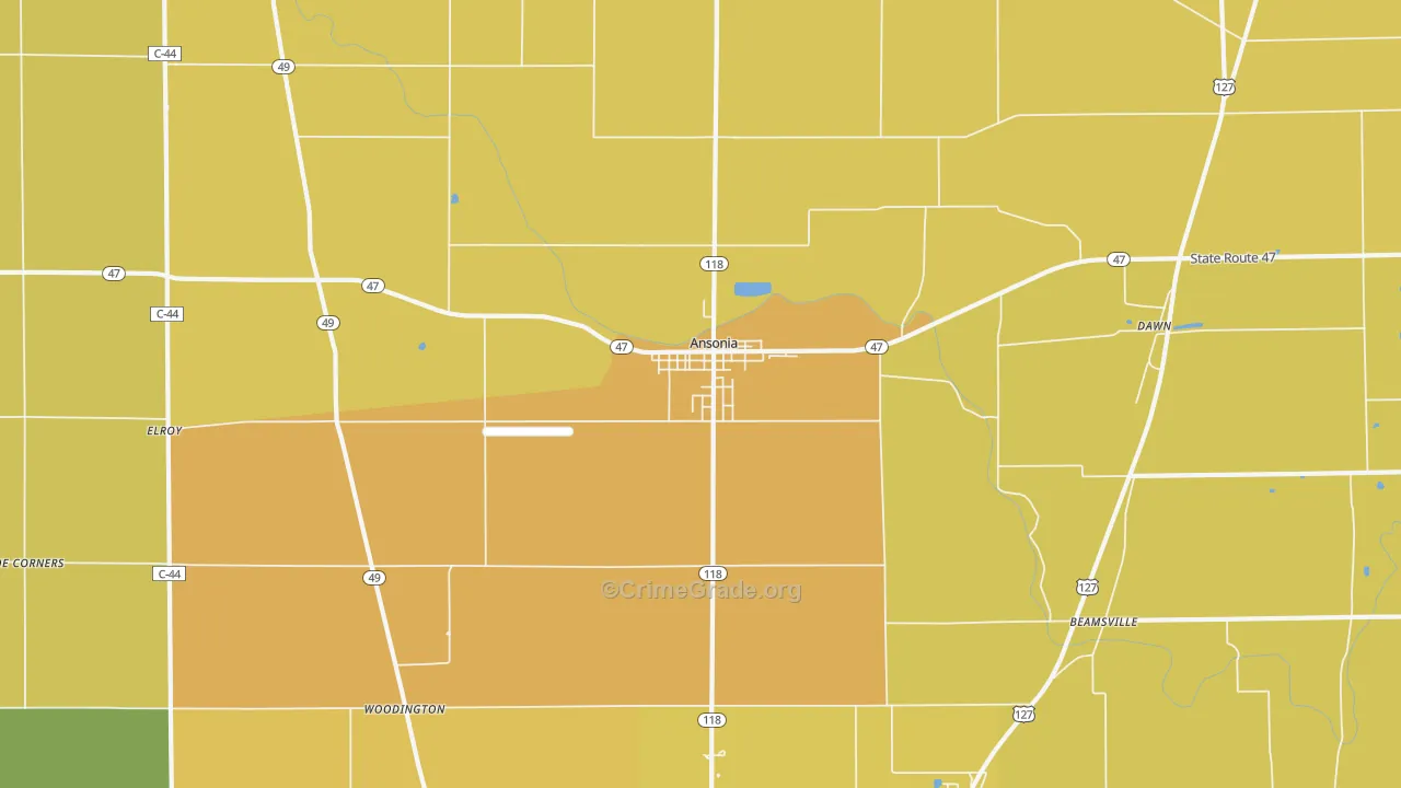 Ansonia, OH Map of Murder Rates