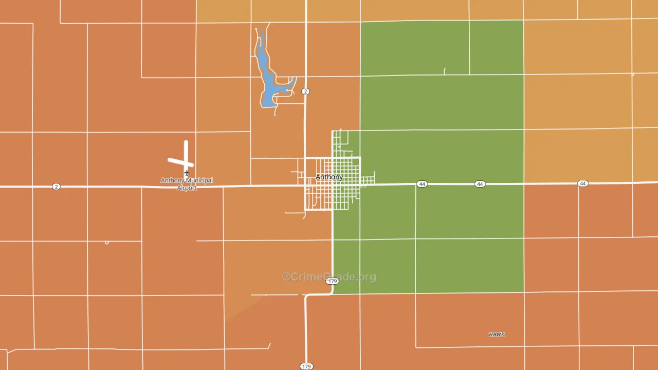 Anthony, KS Map of Murder Rates