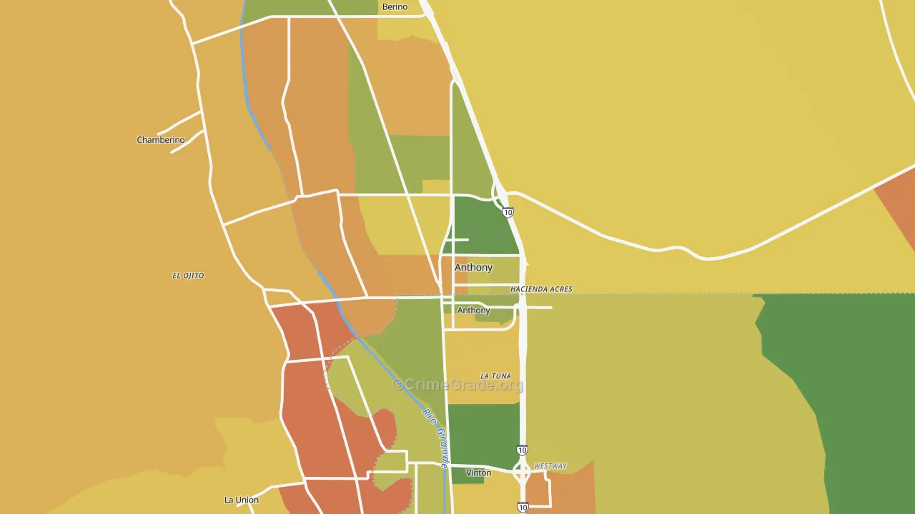 Anthony, NM Map of Murder Rates