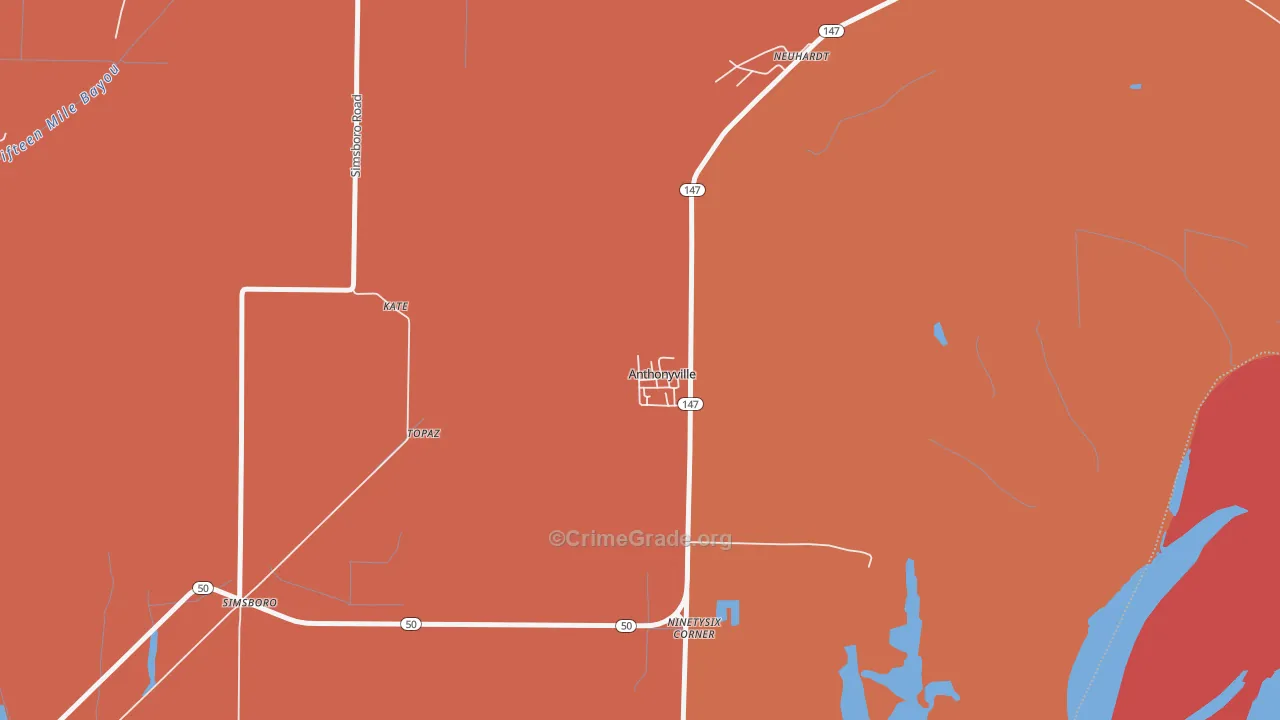 Anthonyville, AR Map of Murder Rates