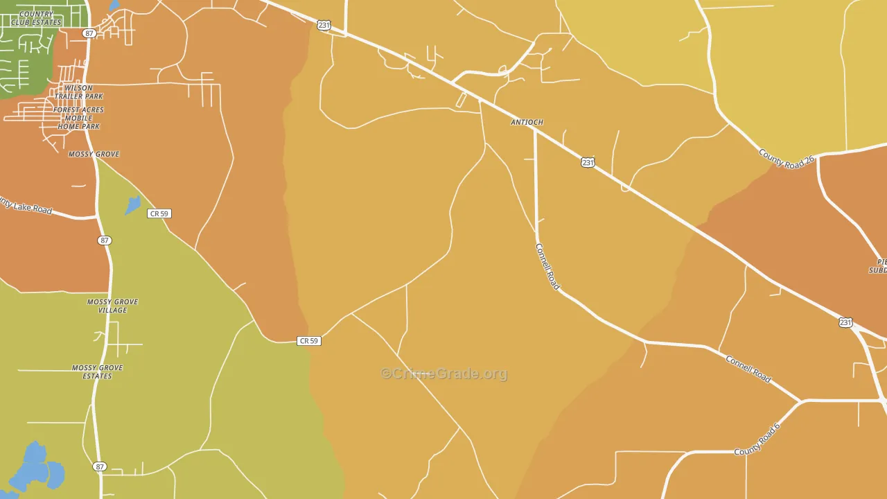 Antioch, AL Map of Murder Rates