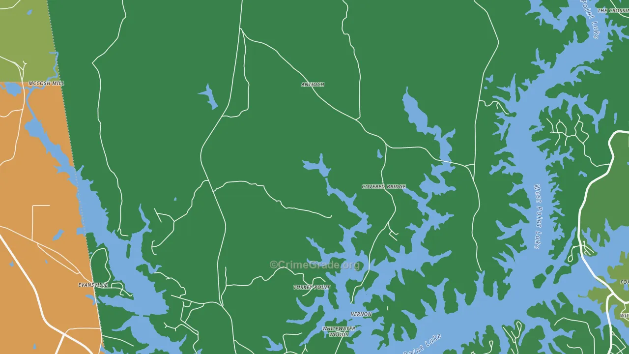 Antioch, GA Map of Murder Rates