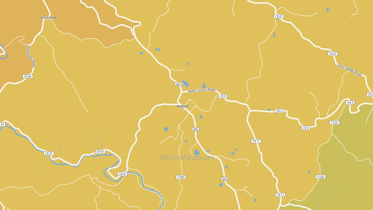 Antioch, OH Map of Murder Rates