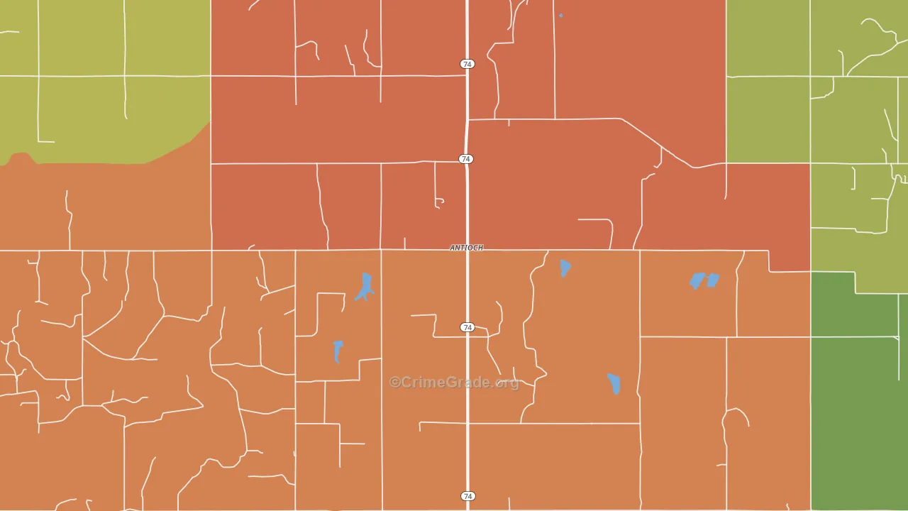 Antioch, OK Map of Murder Rates