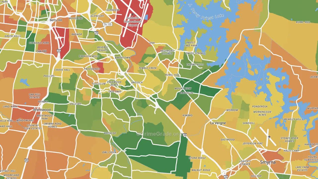 Antioch, TN Map of Murder Rates