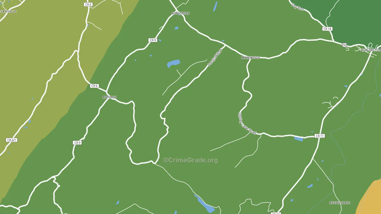 Antioch, WV Map of Murder Rates