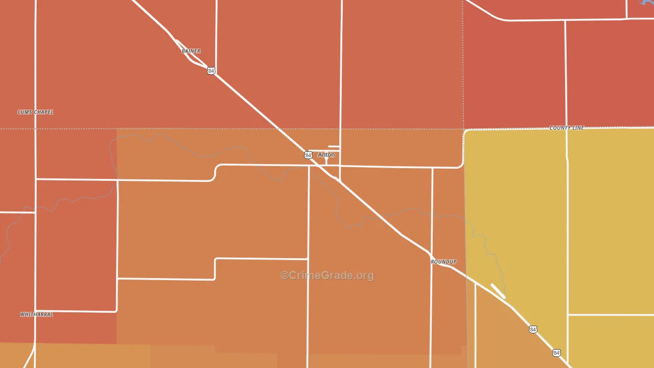Anton, TX Map of Murder Rates