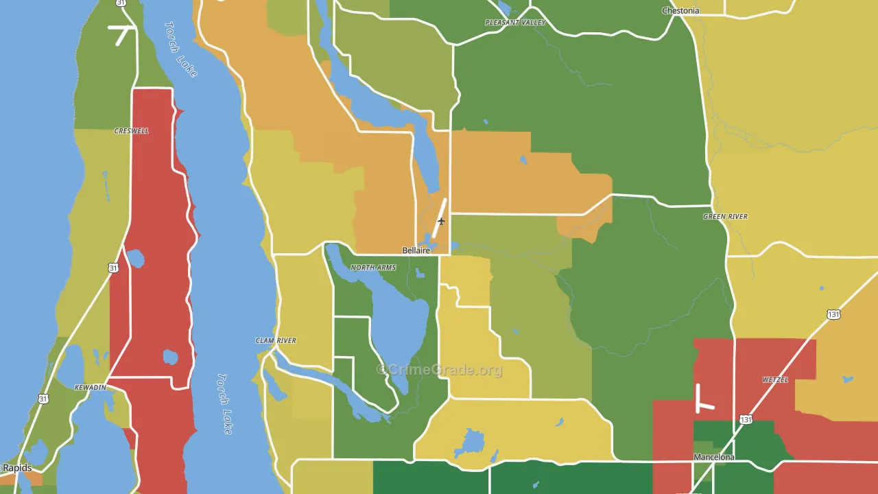Antrim County, MI Map of Murder Rates