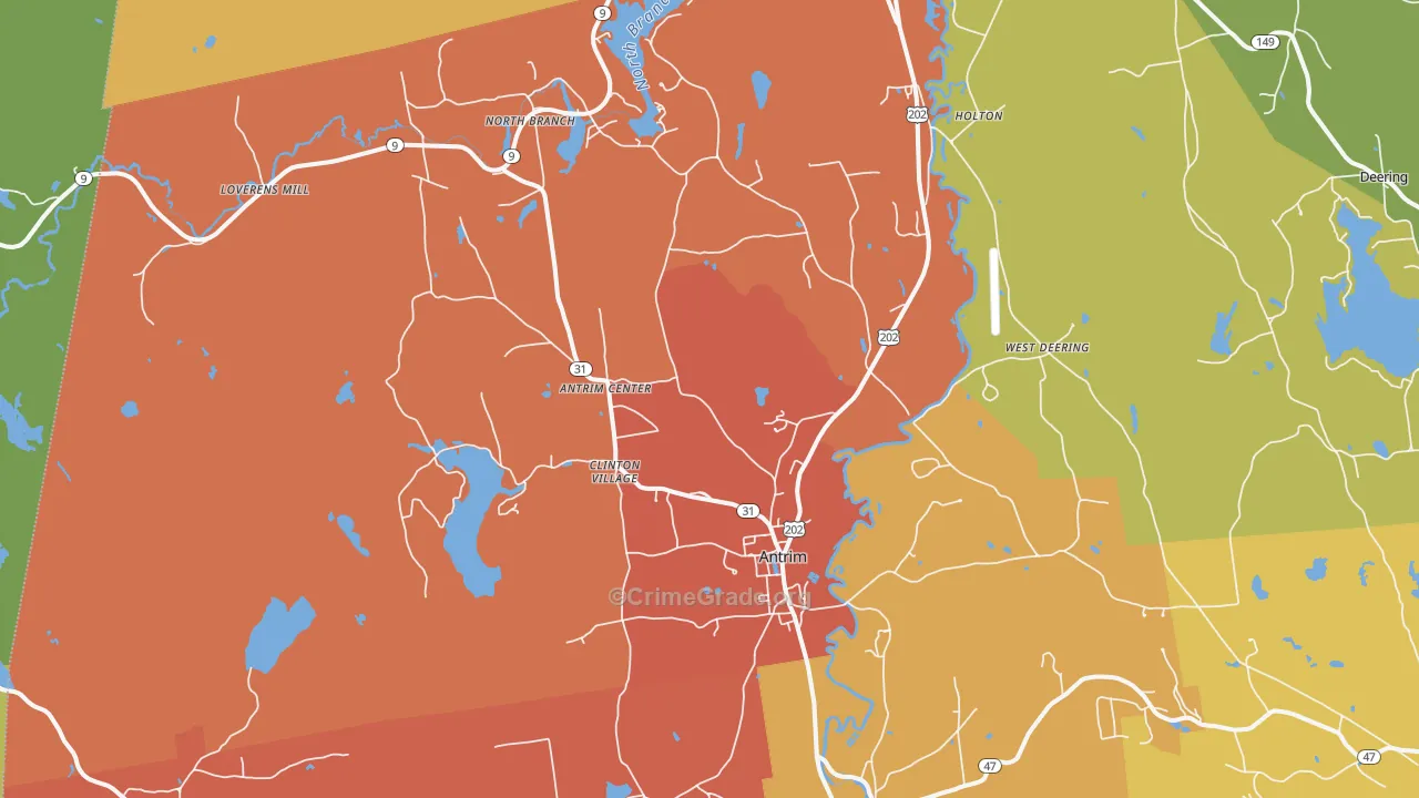 Antrim, NH Map of Murder Rates