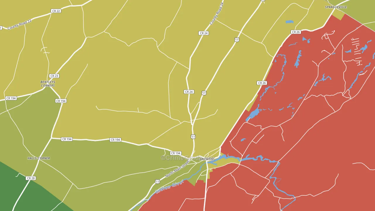 Antwerp, NY Map of Murder Rates