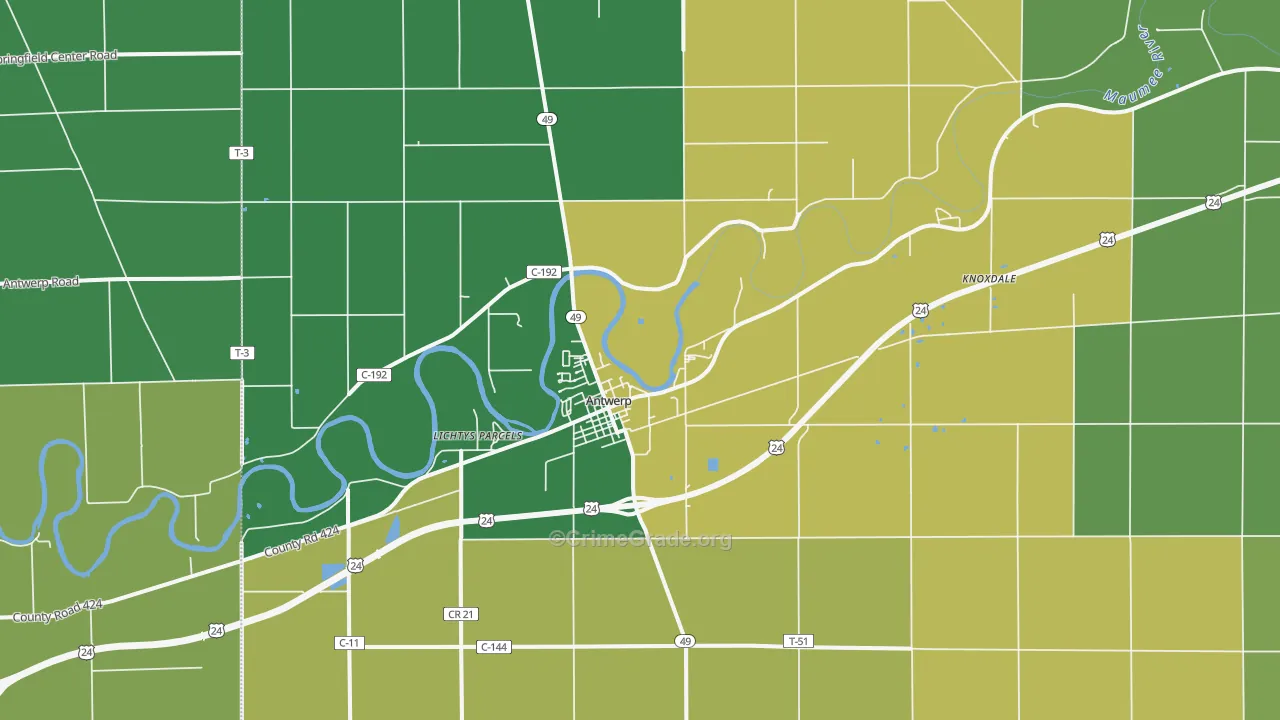 Antwerp, OH Map of Murder Rates