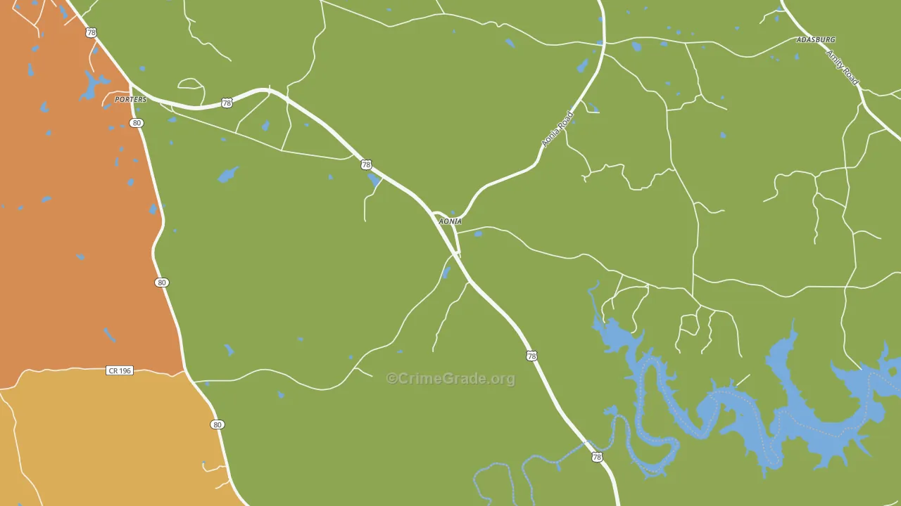Aonia, GA Map of Murder Rates