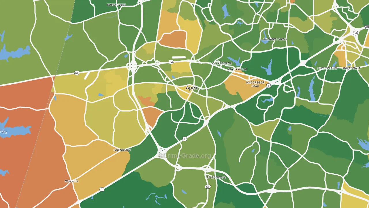 Apex, NC Map of Murder Rates