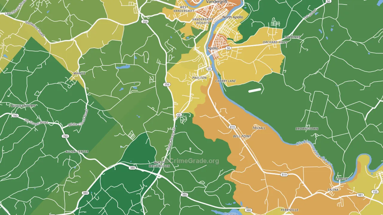Apollo, PA Map of Murder Rates