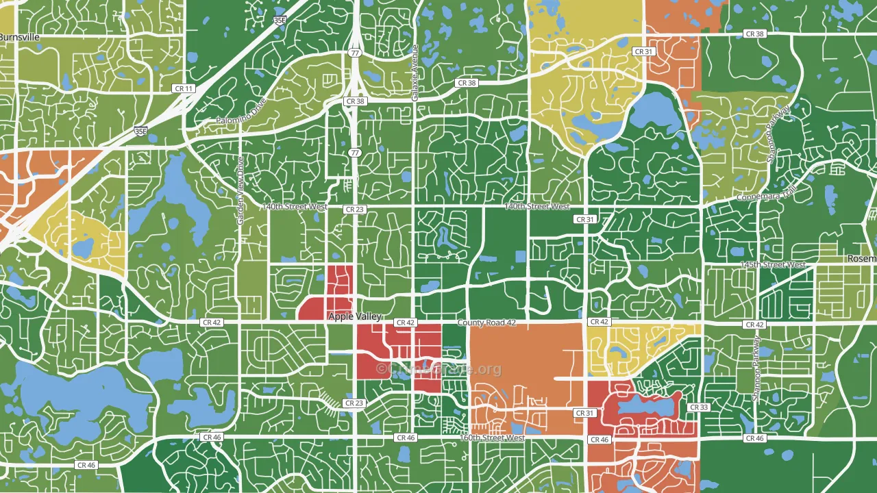 Apple Valley, MN Map of Murder Rates