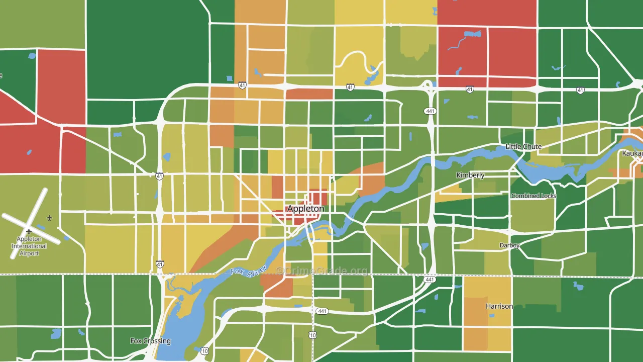 Appleton, WI Map of Murder Rates